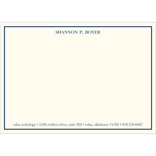 Navy Thin Border on Ivory Flat Note Cards